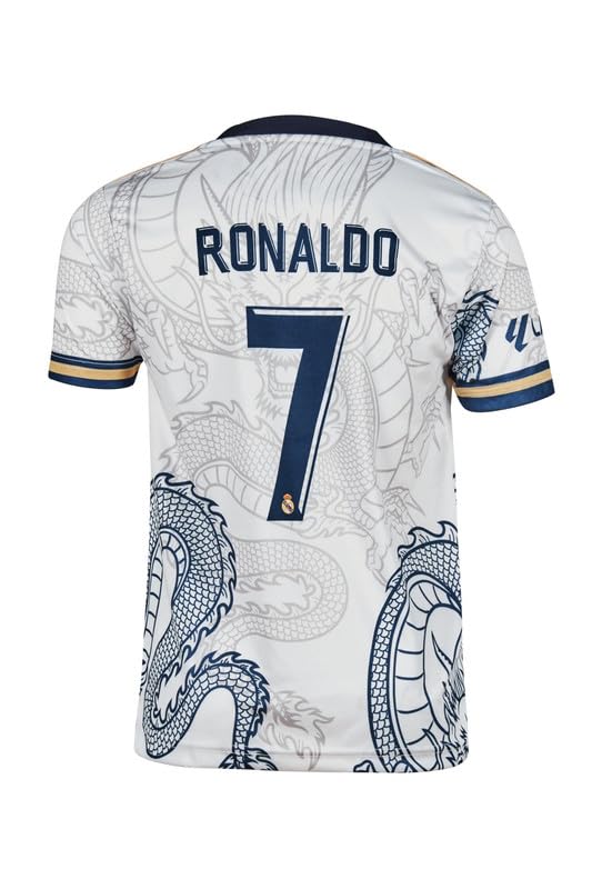 Ronaldo 7 Jersey Football Real White Jersey T-Shirt (Kids, Boys & Men)